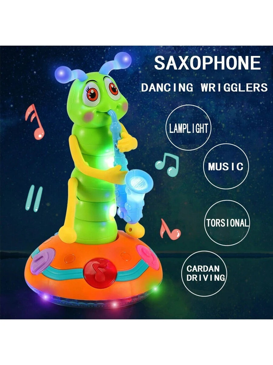 1pc Saxofone Wiggle Animal Worm Toy Com Música e Luzes