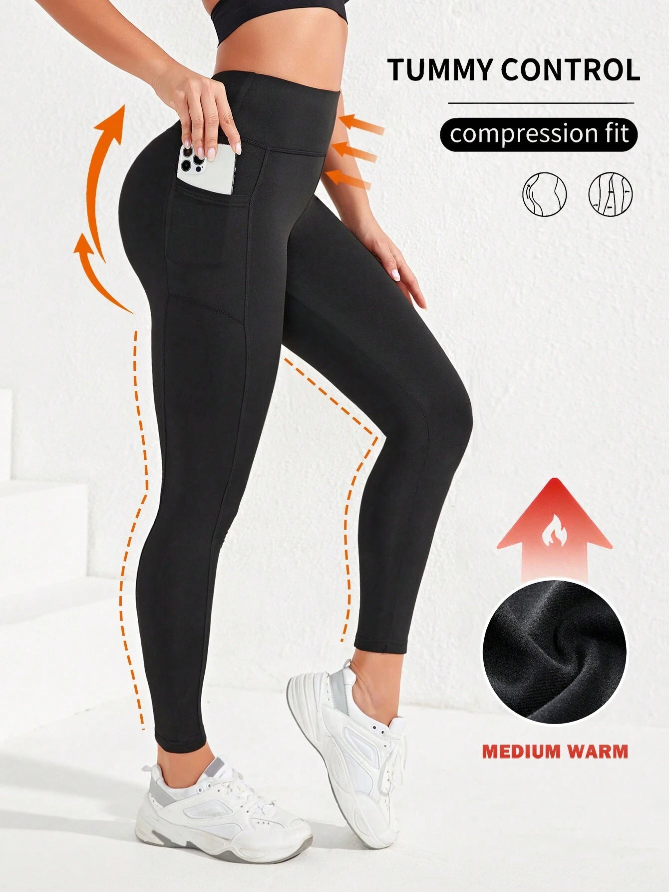 Legging Esportiva Sport Studio Cintura Larga Bolso Lateral Para Telefone