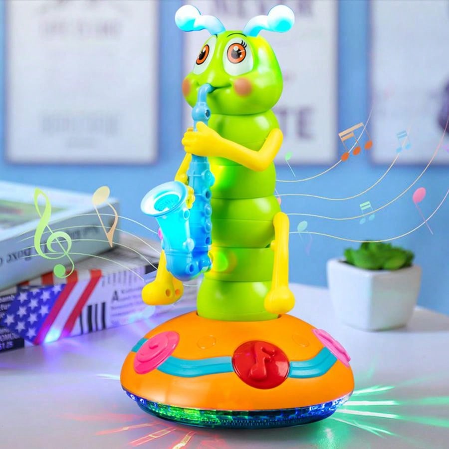 1pc Saxofone Wiggle Animal Worm Toy Com Música e Luzes