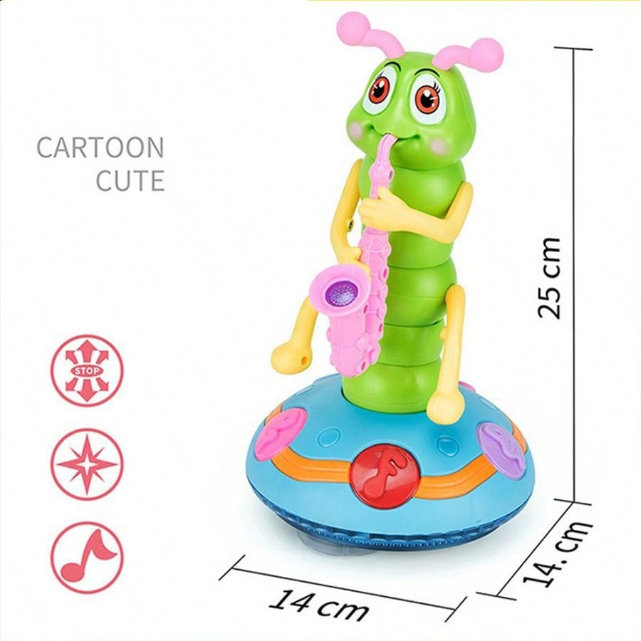 1pc Saxofone Wiggle Animal Worm Toy Com Música e Luzes