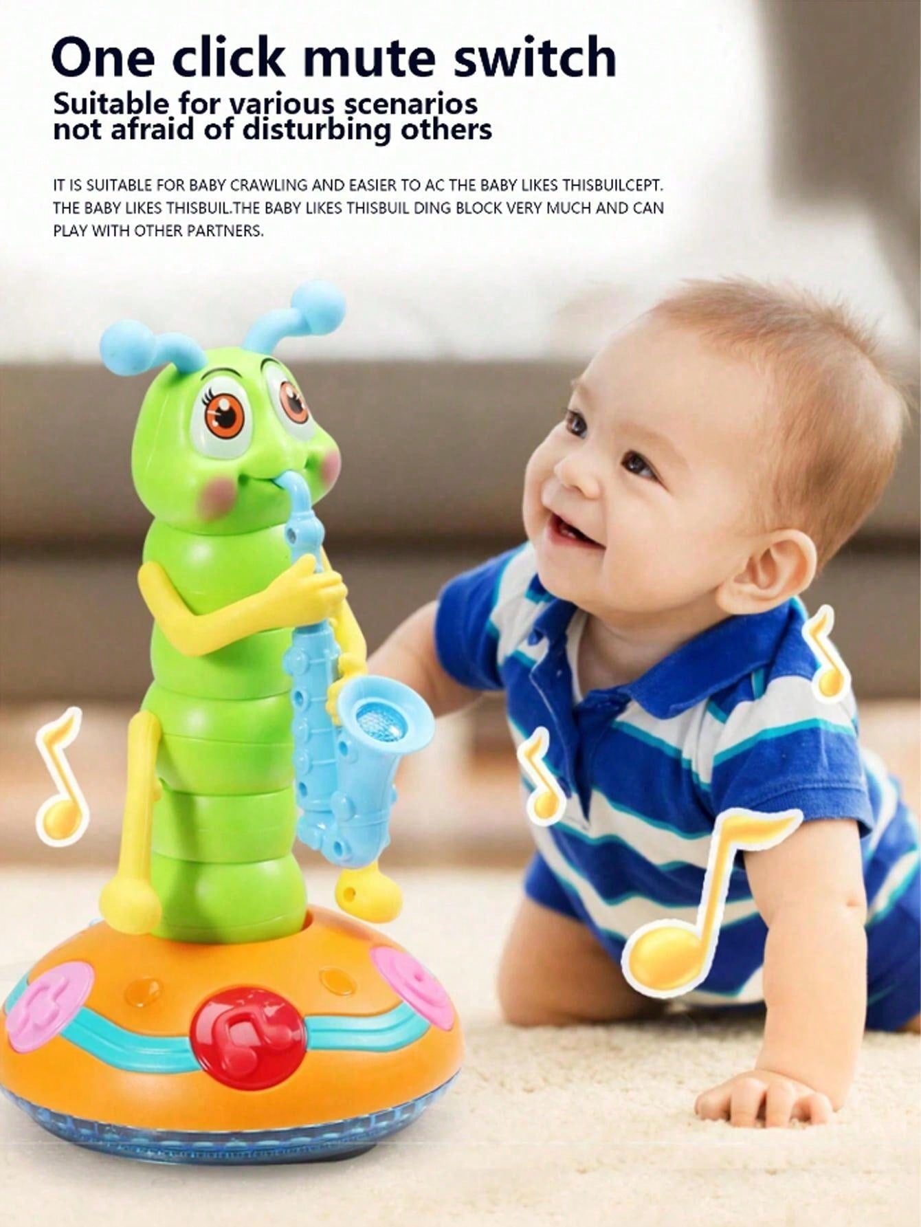 1pc Saxofone Wiggle Animal Worm Toy Com Música e Luzes