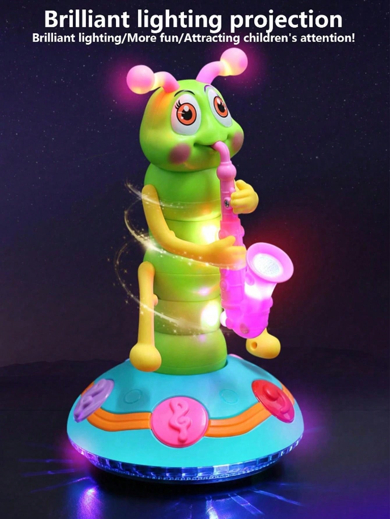 1pc Saxofone Wiggle Animal Worm Toy Com Música e Luzes