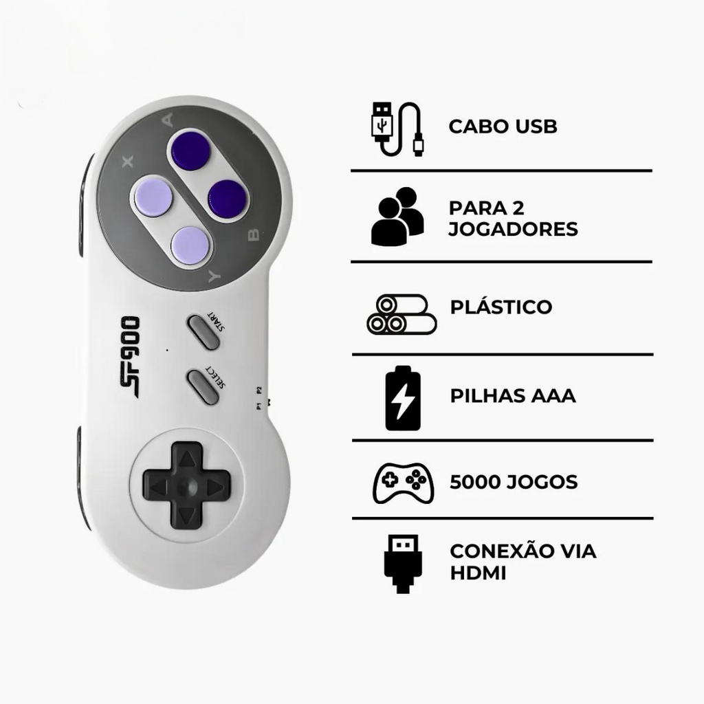 Consola Super N(retrô) + 2.000 jogos + 2 controladores + Prenda 8gb de memória