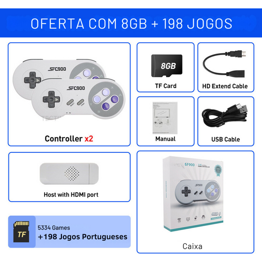 Consola Super N(retrô) + 2.000 jogos + 2 controladores + Prenda 8gb de memória