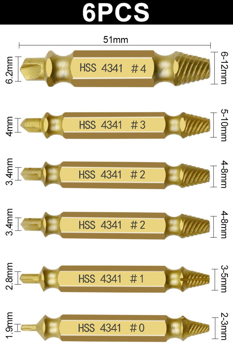 Extrator de Parafusos - Kit 6 Pcs